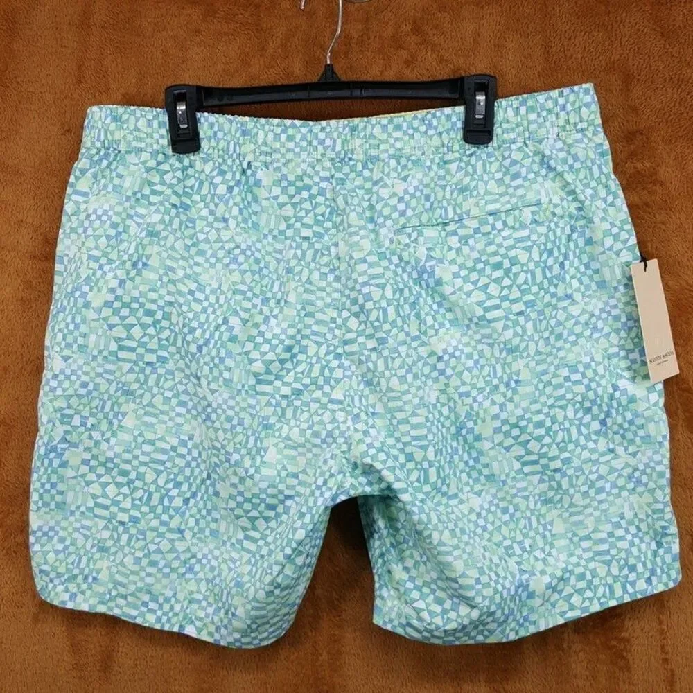 SCOTCH & SODA Swim Trunks Mens XXL Green Blue Geo Print Drawstring Shorts